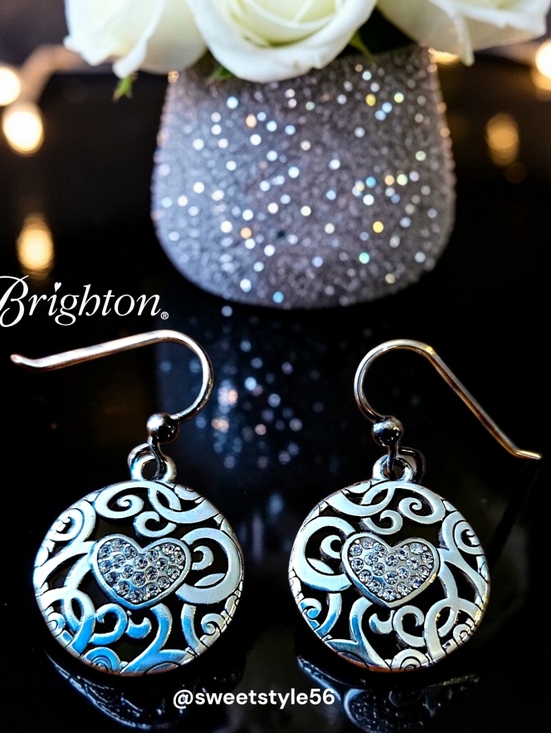 Brighton Jewelry - BRIGHTON Silver Cutout And Crystal Heart Dangle Earrings WEDDING READY